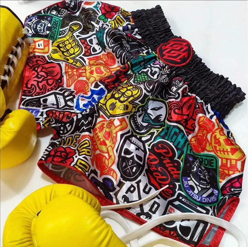 Pride Or Die Stickers Thai shorts - black